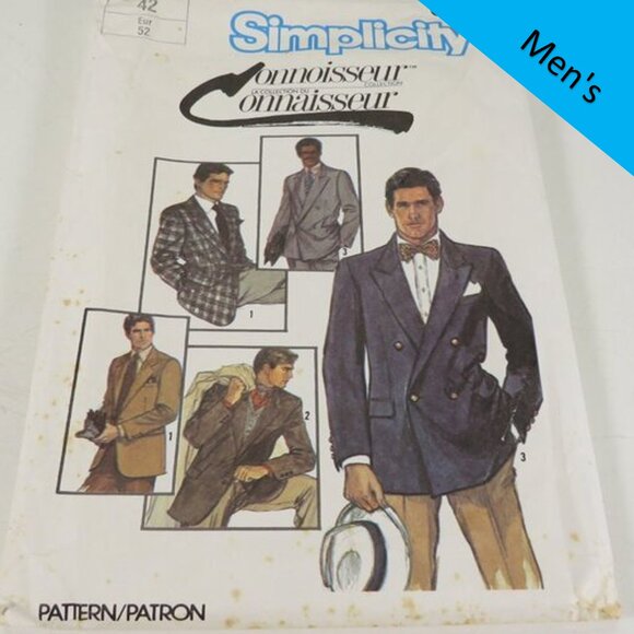 Simplicity 6667 Clothing Pattern Mens Single & Double Breasted Lined Suit Jacket - Picture 1 of 9